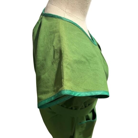 Saint Laurent Rive Gauche Vintage 1970 Green Belted Cap Sleeve Mididress sz 34/2 - Picture 10 of 16